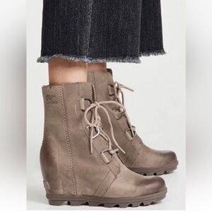 Sorel Joan of Arctic Wedge II Leather Lace-Up Winter Snow Boot Ash Brown 9.5